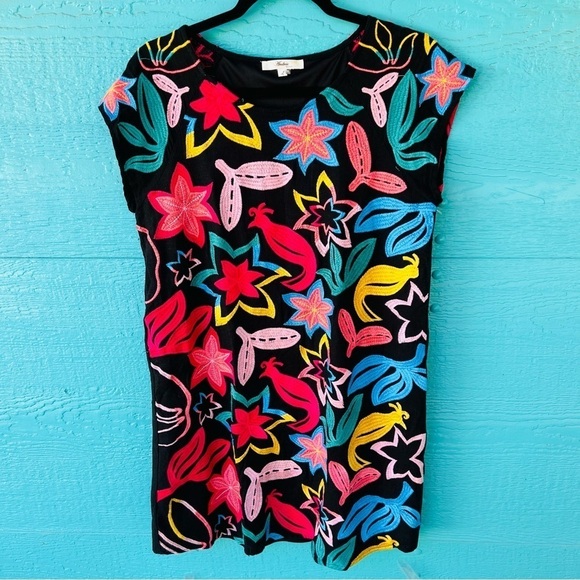 ANDREE FULLY EMBROIDERED BLACK MINI DRESS SIZE LARGE EUC - Picture 7 of 7